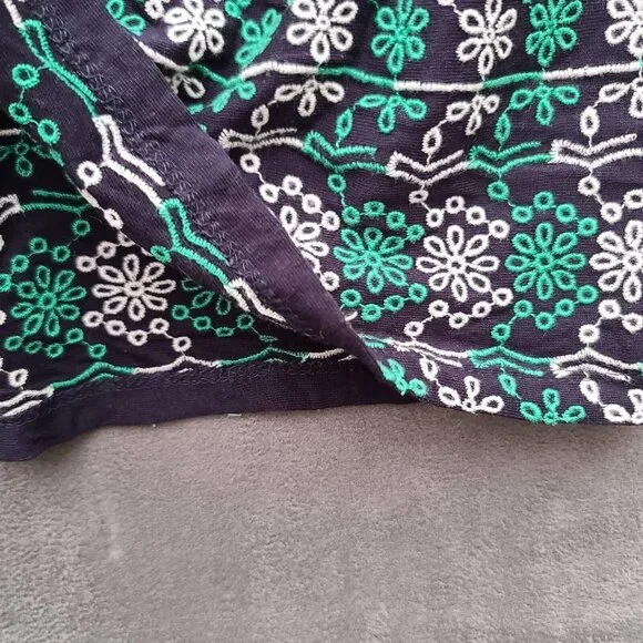 Anthropologie MAEVE Cammie Embroidered Peplum Top L Navy Green V Neck Boho NWT - Picture 6 of 12
